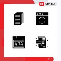 Modern Set of 4 Solid Glyphs and symbols such as business error alert seo card Editable Vector Design Elements