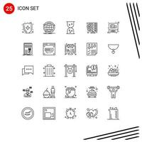 25 Thematic Vector Lines and Editable Symbols of business recording sand clock record web hosting Editable Vector Design Elements