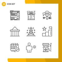 9 Icon Set Line Style Icon Pack Outline Symbols isolated on White Backgound for Responsive Website Designing vector