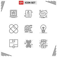 9 Icons Line Style Grid Based Creative Outline Symbols for Website Design Simple Line Icon Signs Isolated on White Background 9 Icon Set vector