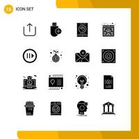 16 Thematic Vector Solid Glyphs and Editable Symbols of multimedia browser office trophy awards Editable Vector Design Elements