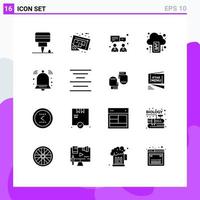 Modern Set of 16 Solid Glyphs and symbols such as notification alert business upload drive Editable Vector Design Elements