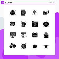 User Interface Pack of 16 Basic Solid Glyphs of calendar publish easter game disc Editable Vector Design Elements