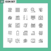 25 Universal Line Signs Symbols of idea party light stare search Editable Vector Design Elements