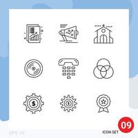 conjunto de 9 iconos de interfaz de usuario modernos signos de símbolos para estrategia de disco cd evento de boda elementos de diseño vectorial editables vector