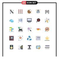 Pack of 25 Modern Flat Colors Signs and Symbols for Web Print Media such as metal across cookie hacker card Editable Vector Design Elements