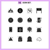 16 Universal Solid Glyph Signs Symbols of table household multimedia home service Editable Vector Design Elements