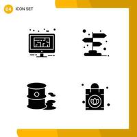 4 Icon Set Solid Style Icon Pack Glyph Symbols isolated on White Backgound for Responsive Website Designing vector