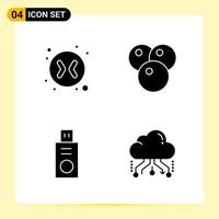 4 Creative Icons for Modern website design and responsive mobile apps 4 Glyph Symbols Signs on White Background 4 Icon Pack vector