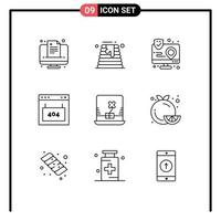 Stock Vector Icon Pack of 9 Line Signs and Symbols for seo interface action error map Editable Vector Design Elements