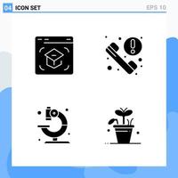 Modern 4 solid style icons Glyph Symbols for general use Creative Solid Icon Sign Isolated on White Background 4 Icons Pack vector