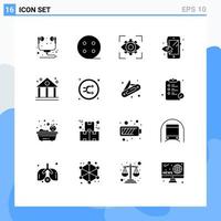 Modern Set of 16 Solid Glyphs and symbols such as finance bank focus preview creative Editable Vector Design Elements