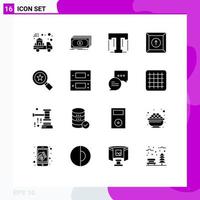 Set of 16 Vector Solid Glyphs on Grid for star upload money product designer Editable Vector Design Elements