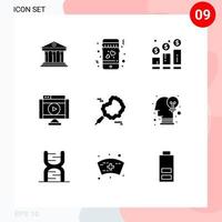 9 iconos creativos signos y símbolos modernos de video multimedia crecimiento película dinero elementos de diseño vectorial editables vector