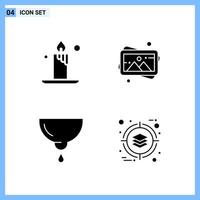 4 Icons Solid style Creative Glyph Symbols Black Solid Icon Sign Isolated on White Background vector