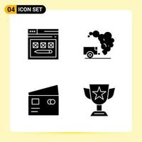 4 Creative Icons for Modern website design and responsive mobile apps 4 Glyph Symbols Signs on White Background 4 Icon Pack vector