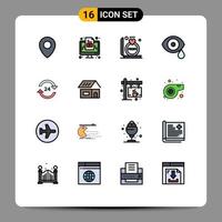 Set of 16 Modern UI Icons Symbols Signs for hotel drops gift science eye Editable Creative Vector Design Elements