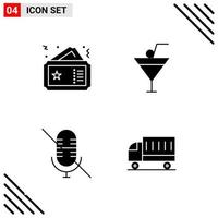 Pixle Perfect Set of 4 Solid Icons Glyph Icon Set for Webite Designing and Mobile Applications Interface vector