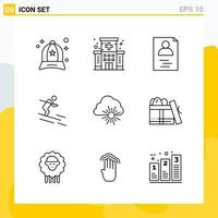 Collection of 9 Universal Line Icons Icon Set for Web and Mobile vector