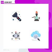 Mobile Interface Flat Icon Set of 4 Pictograms of flash draft fire science sketching Editable Vector Design Elements