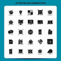 Solid 25 3d Printing And Communication Icon set Vector Glyph Style Design Black Icons Set Web and Mobile Business ideas design Vector Illustration