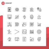 Universal Icon Symbols Group of 25 Modern Lines of world garden chemical park process Editable Vector Design Elements