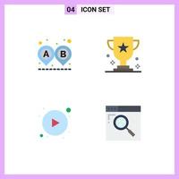 Pictogram Set of 4 Simple Flat Icons of destination arrows ride game button Editable Vector Design Elements