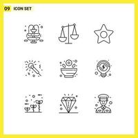 Outline Pack of 9 Universal Symbols of bulb pharmacy media mortar studio Editable Vector Design Elements