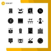 16 Icon Set Solid Style Icon Pack Glyph Symbols isolated on White Backgound for Responsive Website Designing vector