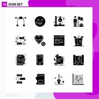 Solid Icon set Pack of 16 Glyph Icons isolated on White Background for Web Print and Mobile vector