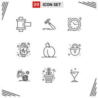 9 Icons Line Style Grid Based Creative Outline Symbols for Website Design Simple Line Icon Signs Isolated on White Background 9 Icon Set vector