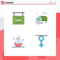 Pack of 4 Modern Flat Icons Signs and Symbols for Web Print Media such as flag fashion start greenhouse perfume Editable Vector Design Elements