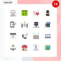 16 Flat Color concept for Websites Mobile and Apps progress graph heart chart rood Editable Pack of Creative Vector Design Elements