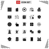 Pictogram Set of 25 Simple Solid Glyphs of tool driver heart screw driver mapquest Editable Vector Design Elements