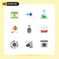 Universal Icon Symbols Group of 9 Modern Flat Colors of computer mouse boiling flask hand christmas Editable Vector Design Elements