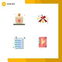 4 Universal Flat Icon Signs Symbols of candle file discount check codex Editable Vector Design Elements
