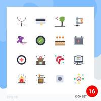 Mobile Interface Flat Color Set of 16 Pictograms of awareness market minus income business Editable Pack of Creative Vector Design Elements