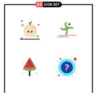 Group of 4 Modern Flat Icons Set for holiday summer athlete stretching help Editable Vector Design Elements