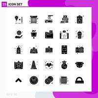 Solid Icon set Pack of 25 Glyph Icons isolated on White Background for Web Print and Mobile vector