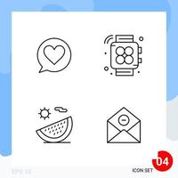 Modern Pack of 4 Icons Line Outline Symbols isolated on White Backgound for Website designing vector