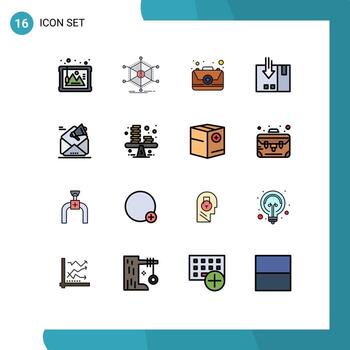 conjunto de 16 iconos de interfaz de usuario modernos signos de símbolos para el kit de entrega de recursos logísticos de servicio elementos de diseño de vectores creativos editables
