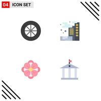 Set of 4 Vector Flat Icons on Grid for tire bank gas anemone flower money Editable Vector Design Elements