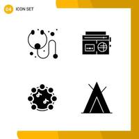 4 Icon Set Solid Style Icon Pack Glyph Symbols isolated on White Backgound for Responsive Website Designing vector