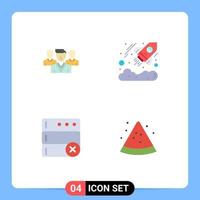 Editable Vector Line Pack of 4 Simple Flat Icons of staff delete gang investment fruit Editable Vector Design Elements