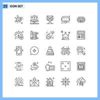 25 iconos estilo de línea símbolos de contorno creativo icono de línea negra signo aislado sobre fondo blanco vector