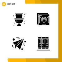 4 Icon Set Solid Style Icon Pack Glyph Symbols isolated on White Backgound for Responsive Website Designing vector