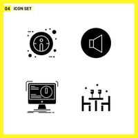 4 Icon Set Simple Solid Symbols Glyph Sign on White Background for Website Design Mobile Applications and Print Media vector