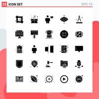 Universal Icon Symbols Group of 25 Modern Solid Glyphs of art view avatar focus debit Editable Vector Design Elements