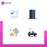 4 Creative Icons Modern Signs and Symbols of circle meteor rotate lab space Editable Vector Design Elements