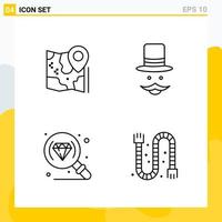 Collection of 4 Universal Line Icons Icon Set for Web and Mobile vector